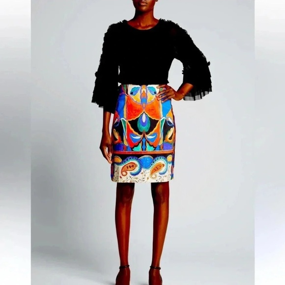 NWT Kobi Halperin Jackie Multicolor Cotton Printed Skirt Size S - Picture 2 of 6